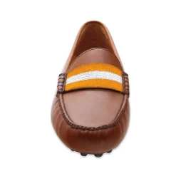 Tennessee Surcingle Driving Shoes (Orange-White) (Chestnut Leather-Logo)