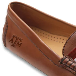 Texas A&M Surcingle Driving Shoes (Maroon-White) (Chestnut Leather-Logo)