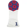 The Donut Pattern Driver Headcover (Classic Navy - Red Donuts) (White Leather)