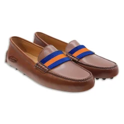 University of Florida Surcingle Driving Shoes (Royal-Orange) (Chestnut Leather-Logo)