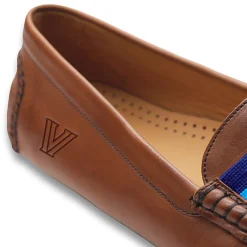 Villanova Surcingle Driving Shoes (Classic Navy-Azure) (Chestnut Leather-Logo)